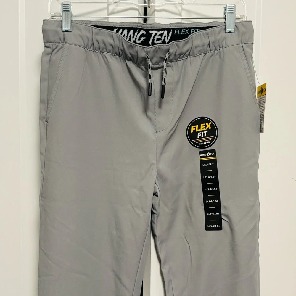 NWT [Hang Ten] Performance Athletic Drawstring Joggers Grey Youth Boys Sz 14/16 - Picture 3 of 10